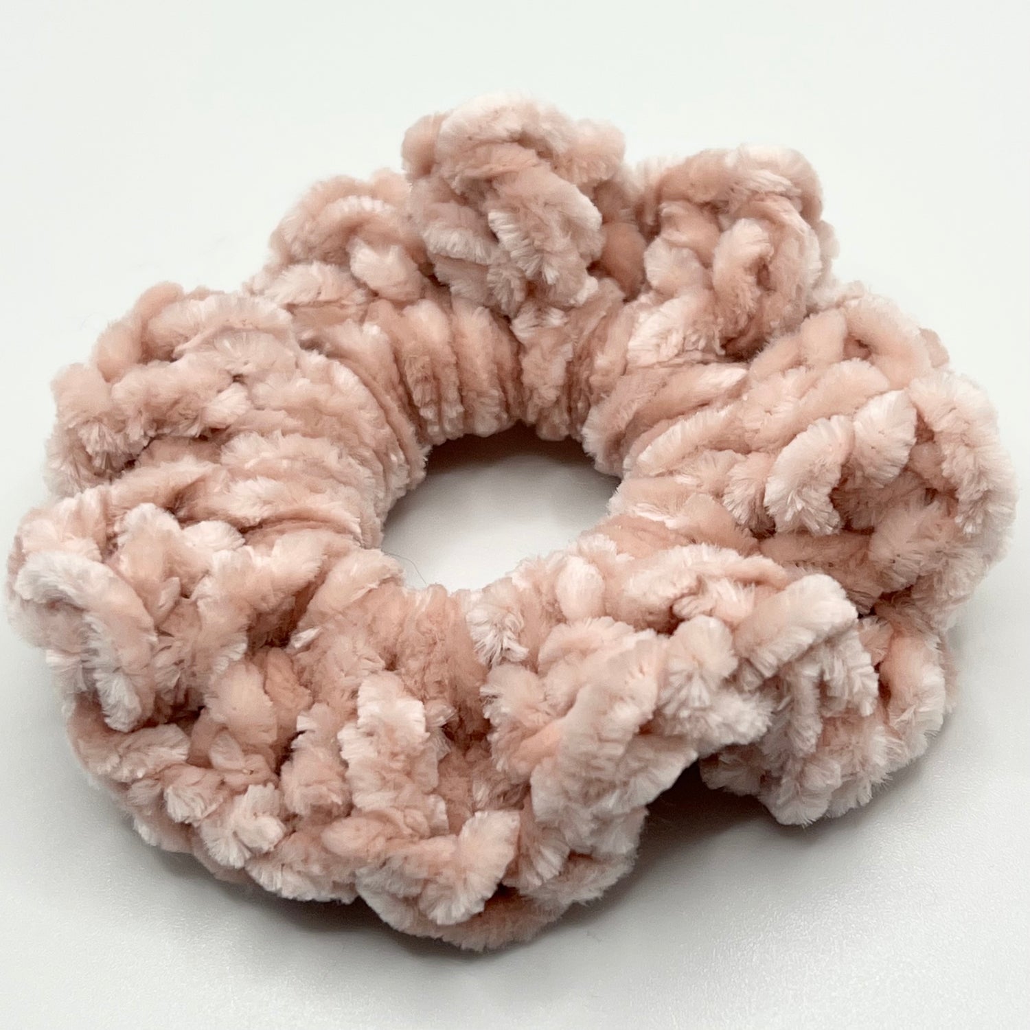 Nude velvet crochet scrunchie