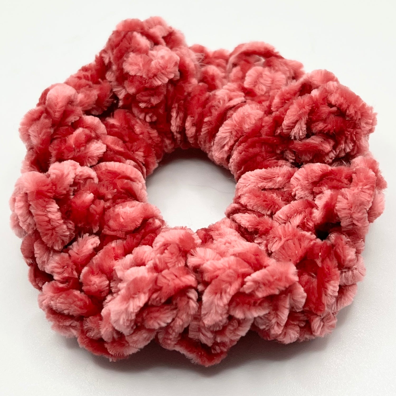 Rose velvet crochet scrunchie